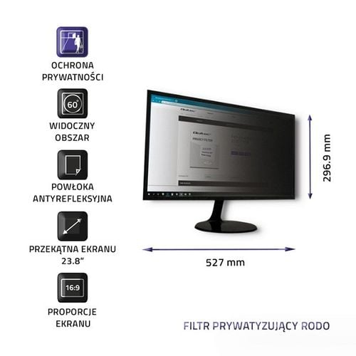 Filtr prywatyzujący Qoltec 23,8 " 16:9 na Arena.pl
