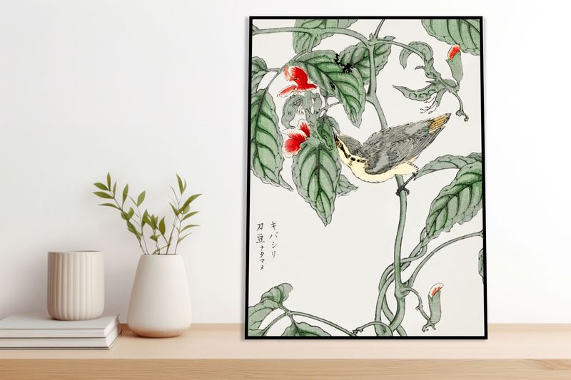 Plakat 60x80cm Tree-Creeper. Kashu Japoński Vintage do Salonu zdjęcie 6