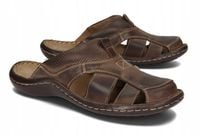 Klapki Męskie Skórzane Brązowe Sandały Skóra Naturalna 01G Rozmiar 42