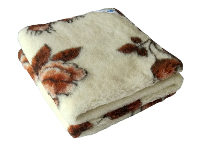 Koc Wełniany 160X200 Merynos Australijski Brązowe Róże Indygosklep.pl zdjęcie 2