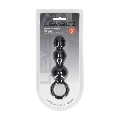 beaded silicone anal probe with loop - black na Arena.pl
