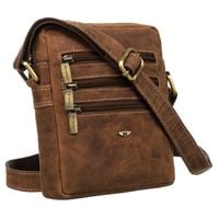 torba męska na ramię w brązowym kolorze z suwakami na froncie - peterson