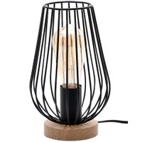 Druciana lampa stołowa Gremio 6915 gabinet metalowa klatka czarna drewno