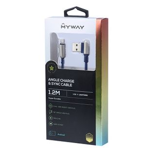 Kabel do ładowania i synchronizacji MYWAY oplot z mikrofibry 120cm USB - Lightning (kątowe)