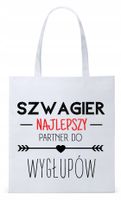 Torba Biała Eco Shopper Dla Szwagra Prezent Z Nadrukiem Ze Zdjęciem