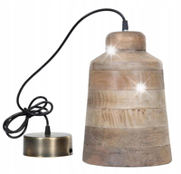 LAMPA SUFITOWA WISZĄCA NAD STÓŁ BOHO DREWNIANA NATURALNA DO SALONU 30cm