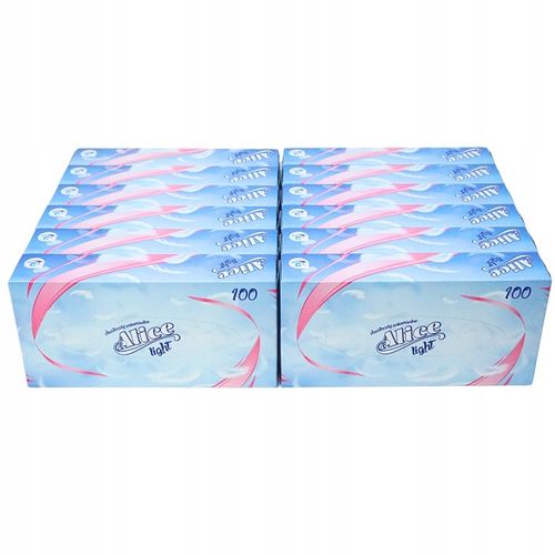 CHUSTECZKI HIGIENICZNE Alice 12x 100 sztuk 2W CELULOZA WYCIĄGANE W PUDEŁKU na Arena.pl