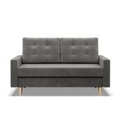 Sofa rozkładana, MILO, velvet, 152x92x92 cm, jasny szary | TYLETEGOTU