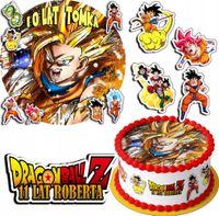 ZESTAW OPŁATEK NA TORT 20CM + 17 POSTACI - DRAGON BALL + IMIĘ 15CM 18CM