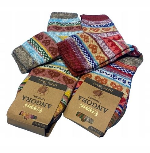 4x ZIMOWE CIEPŁE SKARPETY WEŁNIANE ANGORA PREZENT świąteczne POD CHOINKE na Arena.pl