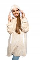 CIEPŁA GRUBA DUŻA BLUZA Z KAPTUREM KOCOBLUZA KOC SZLAFROK OVERSIZE