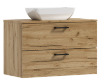 Szafka łazienkowa wisząca LUNA 80 dąb craft złoty z umywalką Lara (W1)