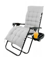 LEŻAK KRZESŁO FOTEL OGRODOWY SKŁADANY Z PODUSZKĄ i PODSTAWKĄ NA NAPOJE