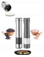 2x MŁYNEK DO PIEPRZU SOLI ELEKTRYCZNY STALOWY Z REGULACJA GRUBOŚC ZESTAW