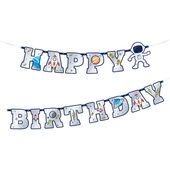 Baner Happy Birthday Kosmos Planety, 220x16 cm