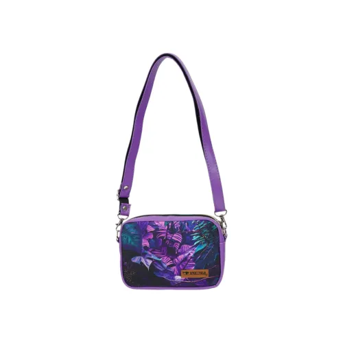 Mini Torebka Box z Ekoskóry z Motywem Tropikalnych Liści w Fioletowej Odsłonie na Arena.pl