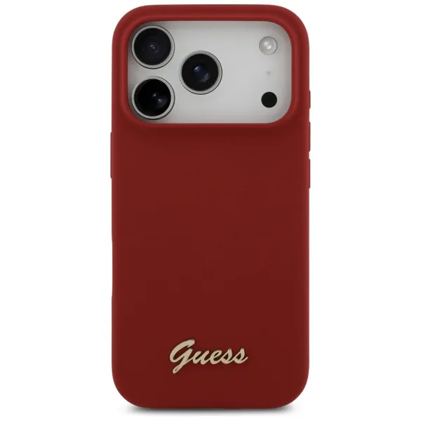 etui guess silicone script metal logo magsafe na iphone 17 pro zdjęcie 3