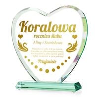 PREZENT na 35 rocznicę Ślubu dla rodziców SZKLANA STATUETKA  z GRAWEREM