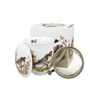 KUBEK Z ZAPARZACZEM POKRYWKĄ DO ZIÓŁ HERBATY DUO JASKÓŁKI NA PREZENT 400 ML