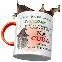 Kubek Pomarańczowy Dla Prezesa Jestem Prezesem Z Nadrukiem Ze Zdjęciem