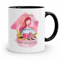 Kubek Czarny Prezent Dla Mamy Matki Best Mom Ever Z Nadrukiem Ze Zdjęciem