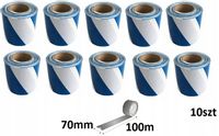 TAŚMA OSTRZEGAWCZA 70mm/100m biało-niebieska 7cm 10szt wygrodzeniowa wykopy