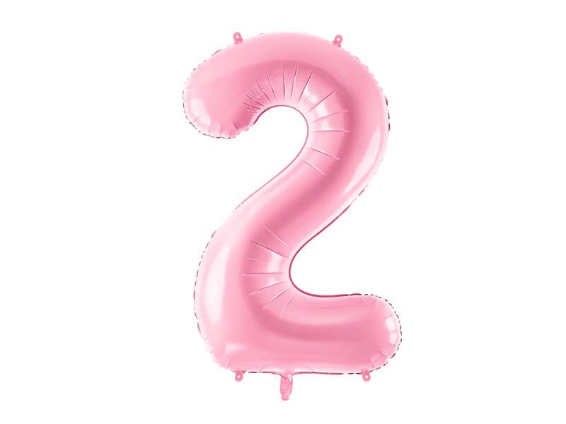 Balon foliowy cyfra 2 różowy 86cm zdjęcie 1
