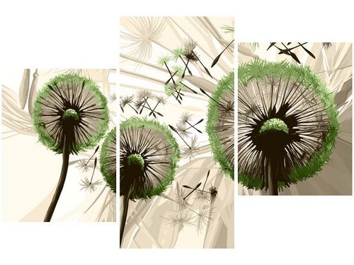 60 90CM OBRAZ 3 ELEM DMUCHAWCE ZIELENI ŚCIENNY DRUK PŁÓTNO na Arena.pl