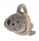 Mięciutkie pluszowe nauszniki Piesek z łatką na oku brązowy