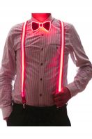 ZESTAW SZELKI i MUCHA LED Świecący IMPREZĘ SYLWESTRA WESELE Red