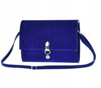 Laura Biaggi - torebka wizytowa kopertowa niebieski zamsz LA29