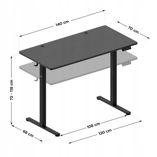 Biurko regulowane elektryczne MARK ADLER czarne komputerowe uchwyt na Arena.pl