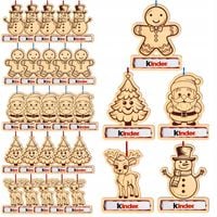 BOMBKI CHOINKOWE ZESTAW DREWNIANE OZDOBY MIEJSCE NA KINDER DUŻE 11CM 25SZT