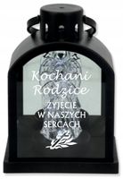 Latarenka LED znicz czarny GRAWER personalizowany DEDYKACJA DLA RODZICÓW