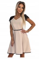 Sukienka damska wyszczuplająca z paskiem elegancka rozkloszowana koronkowa