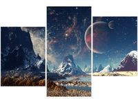 60 90CM OBRAZ 3 ELEM OBCA PLANETA ŚCIENNY DRUK PŁÓTNO