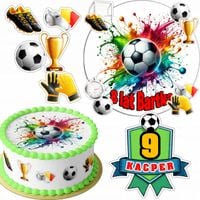 ZESTAW OPŁATEK NA TORT 20CM + 16 POSTACI- PIŁKA NOŻNA SPORT +IMIĘ 15CM 18CM