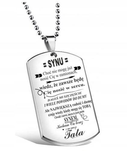 NASZYJNIK DLA SYNA OD TATY NA URODZINY NIEŚMIERTELNIK DLA CHŁOPAKA G3204002 na Arena.pl