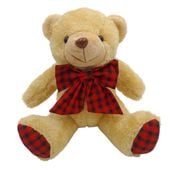 PLUSZOWA MASKOTKA SIEDZĄCY MIŚ Z KOKARDKĄ MIĘCIUTKI PLUSZAK PRZYTULANKA