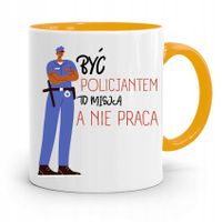 Kubek Żólty Dla Policjanta Policjantki Misja Z Nadrukiem Ze Zdjęciem