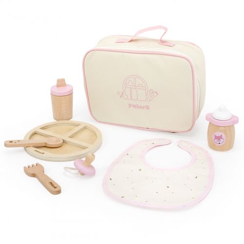 VIGA PolarB Drewniany Zestaw do Karmienia Lalki Torba - z Butelką i Śliniaczkiem na Arena.pl