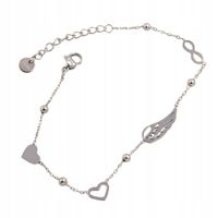 Bransoletka celebrytka Znak nieskończoności skrzydło seduszka kolor srebrny