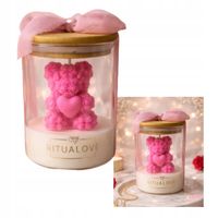 Świeca sojowa w szkle MIŚ RÓŻOWY S walentynki prezent dla niej Dzień kobiet