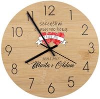 Bambusowy ZEGAR ścienny z nadrukiem UV PREZENT DLA DZIEWCZYNY CHŁOPAKA