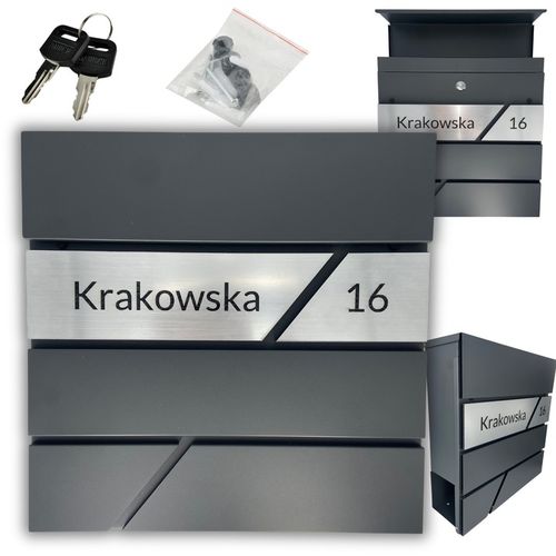 DUŻA SKRZYNKA NA LISTY Z ADRESEM NUMEREM DOMU ANTRACYT POCZTOWA GRAWEROWANA na Arena.pl