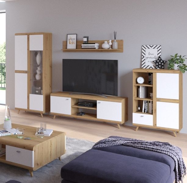 Meblościanka zestaw mebli do salonu biały połysk meble do salonu zdjęcie 1