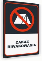 Tabliczka znak informacyjny 40x30 Antracyt ZAKAZ BIWAKOWANIA Dibond