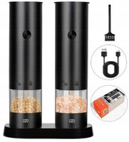 ELEKTRYCZNY MŁYNEK DO PIEPRZU SOLI PRZYPRAW AKUMULATOR USB-C ZESTAW 2