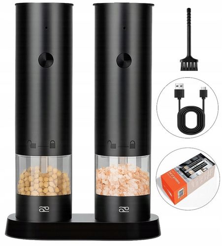 ELEKTRYCZNY MŁYNEK DO PIEPRZU SOLI PRZYPRAW AKUMULATOR USB-C ZESTAW 2 na Arena.pl