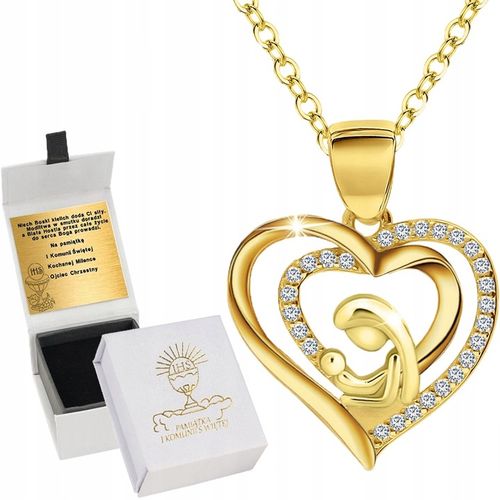 ZŁOTY ŁAŃCUSZEK MEDALIK 925/585 DLA DZIEWCZYNKI NA KOMUNIĘ CHRZEST + GRAWER na Arena.pl